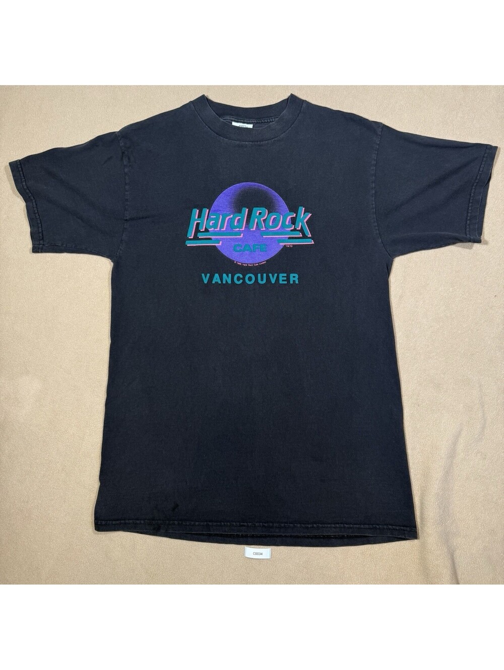 Vintage Hard Rock Cafe Vancouver 1989 Graphic T-Shirt Black Short Sleeve Size L